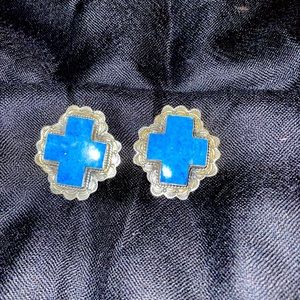 Sterling silver lapis clip on earrings hand crafted in Santa Fe.